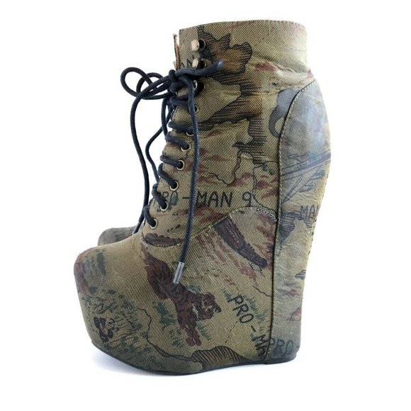 JEFFREY CAMPBELL Damsel Map Platform Bootie Sz 5 - Picture 2 of 8